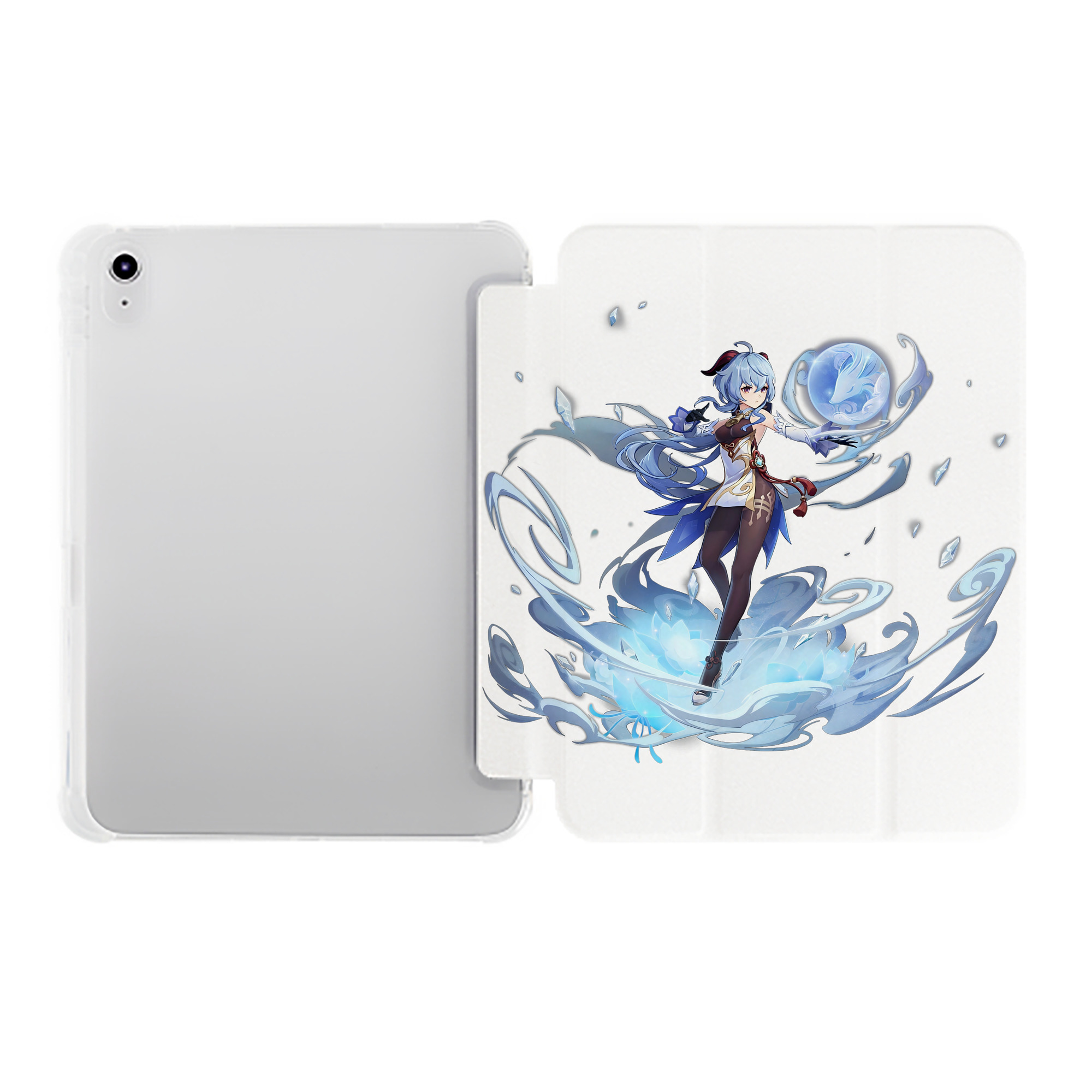 げんし神 甘雨 かんう genshin Ganyu IPad ケース ペン収納付き 三つ折りスタンド PUレザー×シリコン 対応機種9.5/10.5/10.9インチ